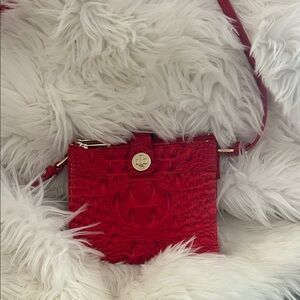 Brahmin Red Croc-Embossed Crossbody Bag